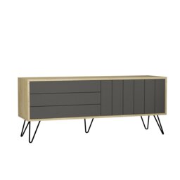 Decortie Picadilly TV Stand 139.6x35.6x57.5cm Oak Anthracite Grey