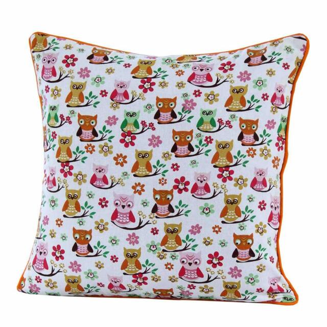 Homescapes Cotton Owls Cushion Cover - 60 x 60 cm Red Red 60 x 60 cm