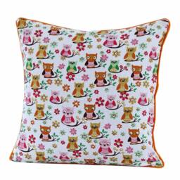 Homescapes Cotton Owls Cushion Cover - 60 x 60 cm Red Red 60 x 60 cm