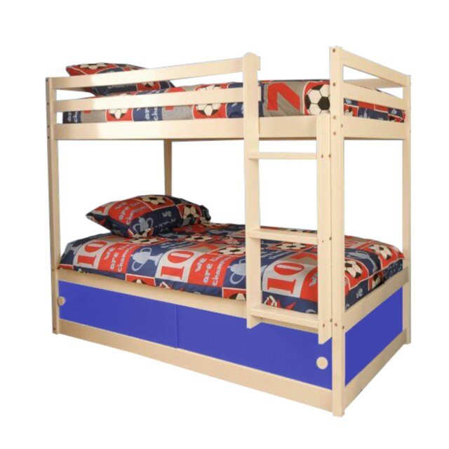 3ft White Wooden Storage Bunk Bed With Blue Finishes