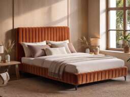SOLACE+CO Adelaide Upholstered Bed Frame Burnt Orange Double