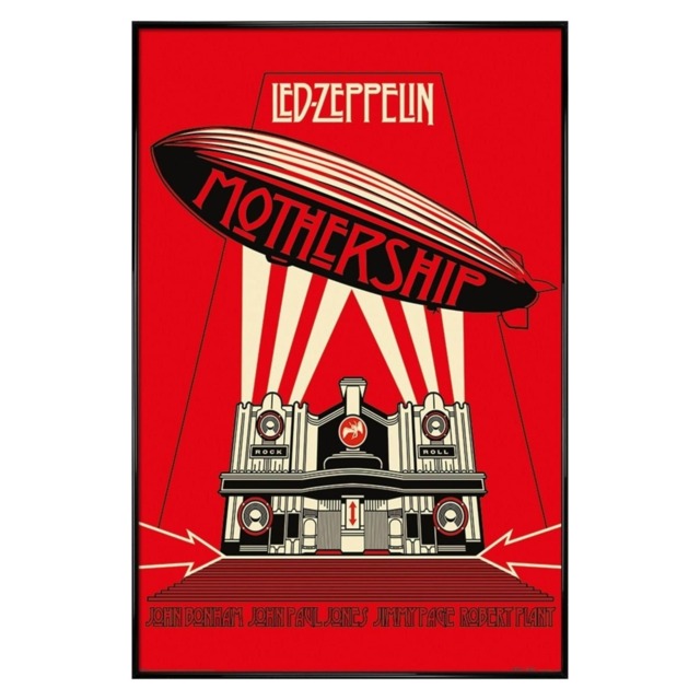 Gloss Black Framed Led Zeppelin Mothership Red Maxi Poster Multi