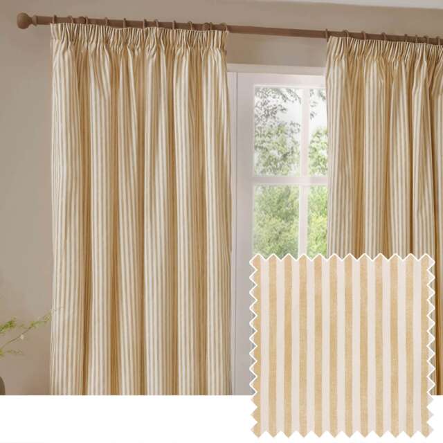 Yard Hebden Cotton Blackout Pencil Pleat Curtain Pair, Honey Yellow, 229 x 183cm Yellow Honey Yellow One Size