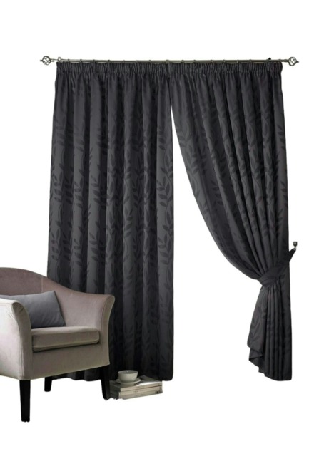 Tivoli Fully Lined Pencil Pleat Curtains - Charcoal - 168x229cm