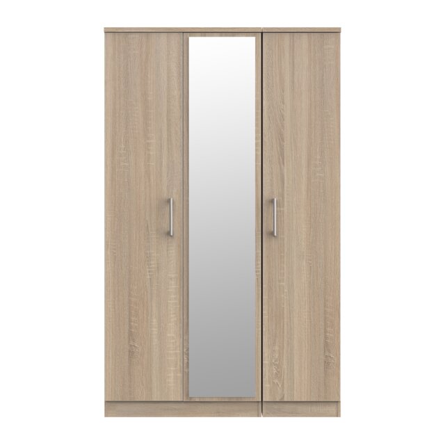 Cornwall Triple Mirror Wardrobe in Bardolino Oak (Ready Assembled) Brown Bardolino Oak