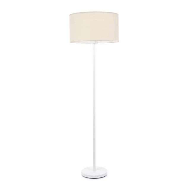 ValueLights Charlie White Floor Lamp Cream Shade and Bulb