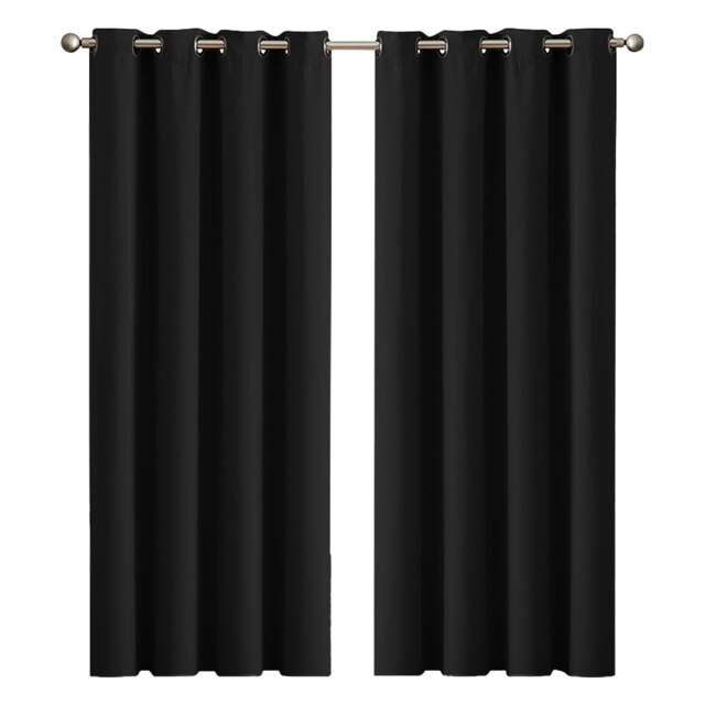 Marlow Blackout Curtains Window Curtain Draperies Pair Eyelet Bedroom Decor Black