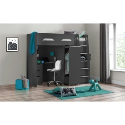 Anthracite Space Saver High Sleeper Cabin Bed 3Ft (90Cm) - Best Seller
