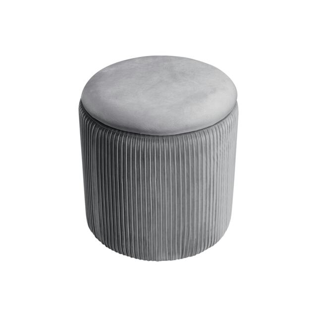 Living and Home Modern Pleated Storage Ottoman - 38cm Dia x 38cm H