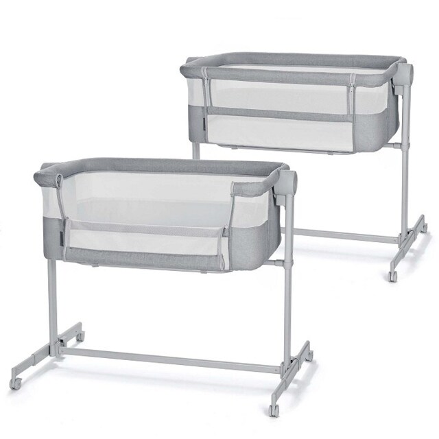 Kinderkraft NESTEE UP 2 Bedside Crib Grey Light Grey