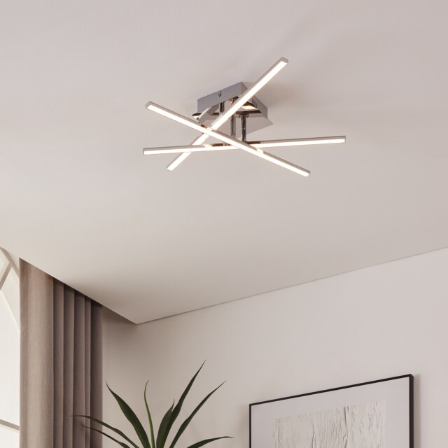 EGLO Lasana 1 LED Contemporary Flush Chrome Ceiling Light, 3 Profiles