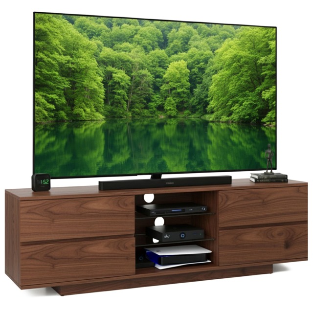 "Centurion Supports Avitus Premium Walnut with 4-Walnut Drawers and 3-Shelves 32""-65"" LED/OLED/LCD TV Cabinet Multi 1"