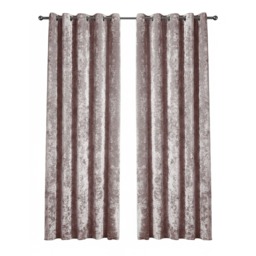 Crushed Velvet Eyelet Curtains Luxurious Finish for Contemporary Homes 90x90 Inch Pink (W) 117cm x (L) 137cm