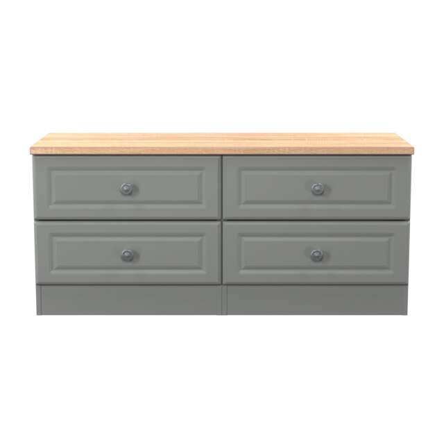 Surrey 4 Drawer Bed Box in Dusk Grey & Bardolino Oak (Ready Assembled) Grey Dusk Grey & Bardolino Oak