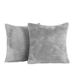 OHS 2 x Soft Waffle Textured Fleece Cushion Covers, 45x45cm - Charcoal