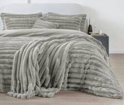 Kampala Hill Big Cord Teddy Duvet Cover Set Silver Grey Grey Single