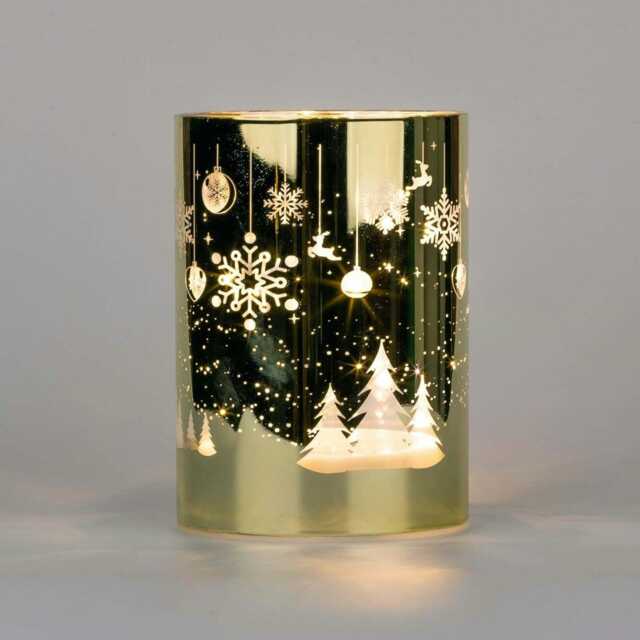14cm Christmas Decorated Vase Led Gold Glass Vase / Trees