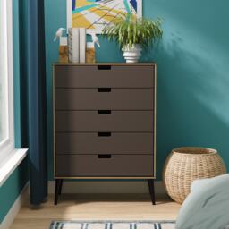 Taiwan 5 Drawer Chest of Drawers in Graphite Black (Ready Assembled) Grey Graphite Black
