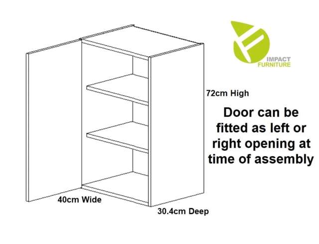 Kitchen Wall Cabinet Cupboard 400mm Grey Gloss Unit Modern Narrow Storage Glossy Star