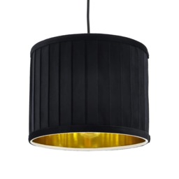 Sundance - Black Velvet Pleated 25cm Lamp Shade with Gold Inner Black Black velvet with gold cardboard inner detail 1