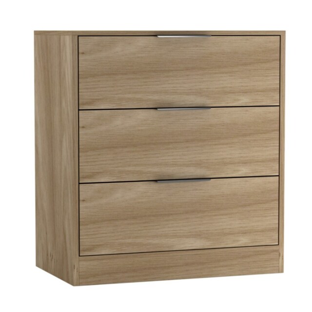 Chest of 3 Drawers Compact Storage Bedside Cabinet Bedroom Furniture Multi Oak 80cm 1
