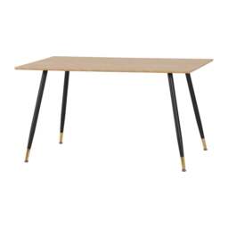 Hamilton Medium Dining Table - L80 x W140 x H75 cm - Medium Oak Effect - Black