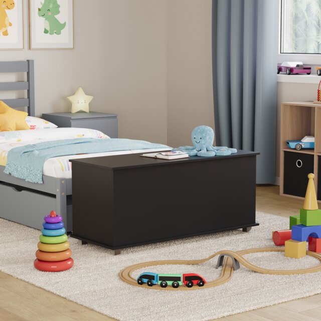 Vida Designs Leon Kids Bedroom Storage Ottoman Toy Box - Black