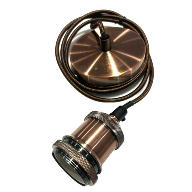 CGC CASSIE Copper 1.5m Adjustable E27 Ceiling Pendant with Matching Ceiling Rose Copper Copper Ceiling rose diameter: 10 cm, depth: 2 cm Total height 1.5m adjustable