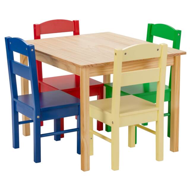 COSTWAY Kids Table and 4 Chairs Set for Toddlers Yellow