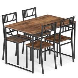 COSTWAY 5 Pcs Dining Table Set Kitchen Table & 4 Chairs Brown 5