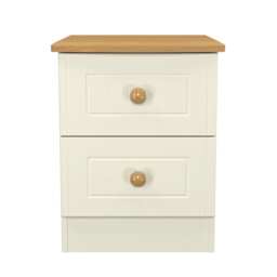Lancaster 2 Drawer Compact Bedside Cabinet in Cream Ash & Oak (Ready Assembled) Cream Cream Ash & Oak