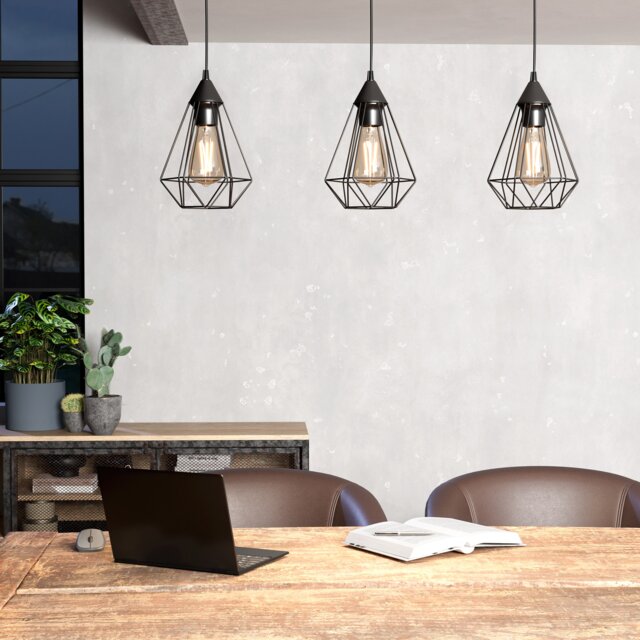 EGLO Tarbes Black Steel Wireframe 3-light Pendant