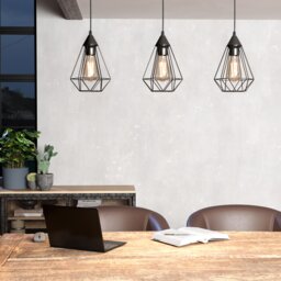 EGLO Tarbes Black Steel Wireframe 3-light Pendant