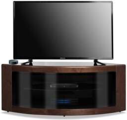 "Centurion Supports PANGEA Black Walnut Beam-Thru Curved Tru-Corner 32""-50"" TV Cabinet Black Walnut 1"