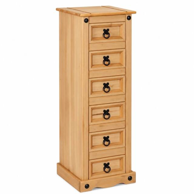 Corona 6 Drawer Narrow Chest Bedside Table Cabinet