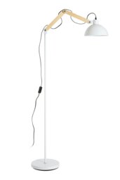 Orsina Sleek White Wood And Metal Floor Lamp, Sturdy Design Bedroom Floor Lamp, Highly Manoeuuvrable Modern Lamp