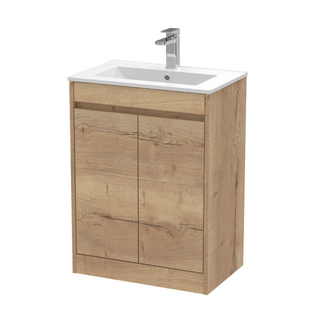 Balterley Chartley 2 Door Vanity Unit, Minimalist Basin, 600mm, Autumn Oak