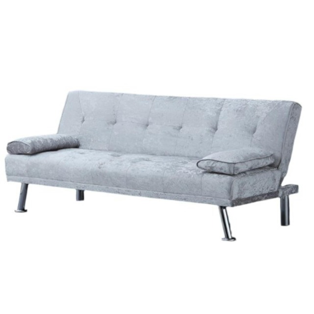 Crush Velvet Clic Clac Luxury Sofa Bed with In Silver