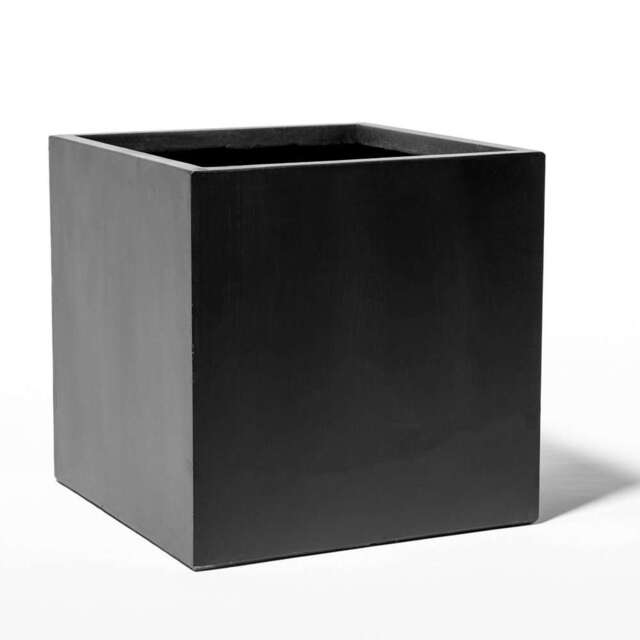 Primrose Terracotta Style Fibrecotta Dark Grey Cube Planter 40cm