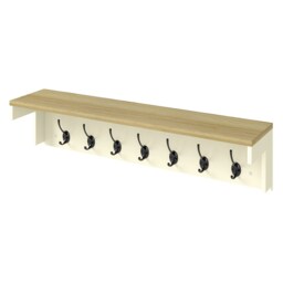 levede Coat Rack Wall Mounted Shelf 7 Double Hooks Storage Entryway Hallway Cream Cream One Size