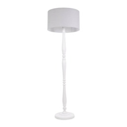ValueLights Victoria White Wood Floor Lamp Grey Shade White Grey