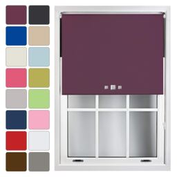 FURNISHED Blackout Roller Blinds with Triple Square Eyelets Cut to Size Easy Fit Window Shade Purple Aubergine (W) 210cm x (L) 210cm