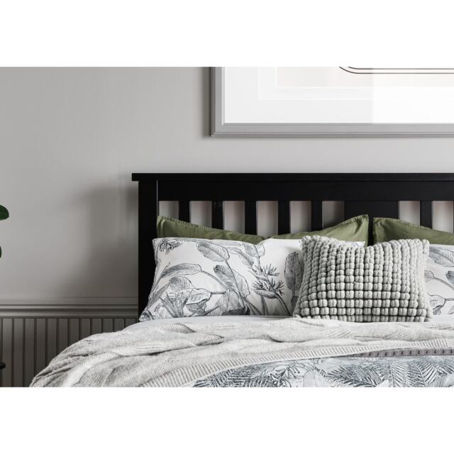 Painted Wood King Size Ottoman Bed in Black
