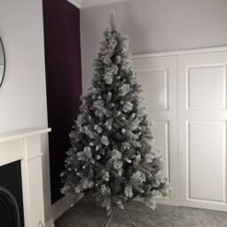 Premier 2.4m Silver Glitter Tip Fir Festive Christmas Tree in Grey PVC