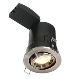 Shieldplus Fire Rated 1 Light Recessed Tilt Downlight Satin Nickel Plate, GU10
