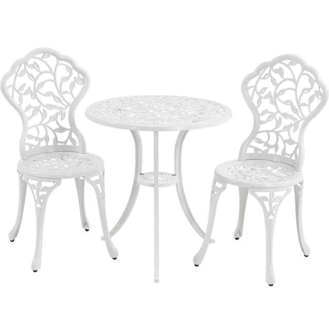 Yaheetech Outdoor Furniture Antique Aluminium Chair Bistro Dining Set Bronze White