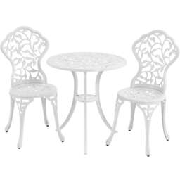Yaheetech Outdoor Furniture Antique Aluminium Chair Bistro Dining Set Bronze White