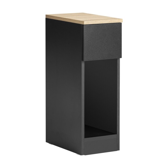SoBuy FBT111-SCH,Slim Bedside Table Narrow Side Table Nightstand with Drawer and 2 Shelves