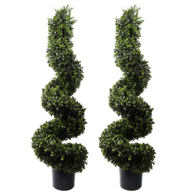 Leaf 120cm Spiral Boxwood Artificial Tree UV Resistant Outdoor Green 4ft