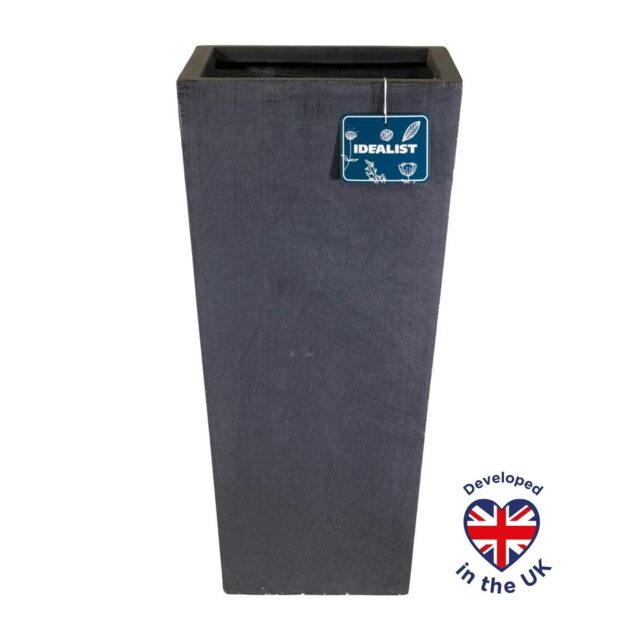 Tall Tapered Faux Lead Light Concrete Garden Planter H50.5 L24.5 W24.5 cm, 30 ltrs Cap.